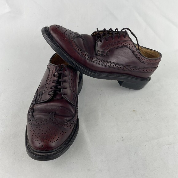 Dexter Vintage Mens Size 8 D Wingtip Longwing Burgundy Leather Oxford Shoes